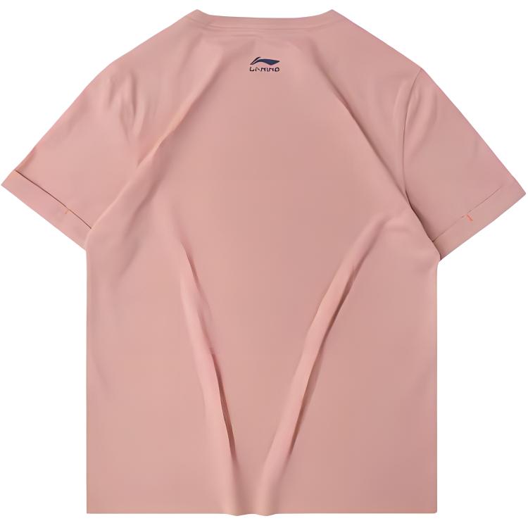 Li Ning Sports Lifestyle Series Круглый вырез свитера трикотажные повседневные спортивные короткий рукав футболка женская футболка Mist-Rose-Pink AHSQ262-1