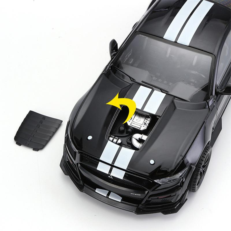 Большой размер 1/18 Ford Mustang Shelby GT500 Металлический сплав Модель Спортивного Автомобиля Литые Металлические Модели Гоночных Автомобилей Игрушки со Звуком и Светом Подарки