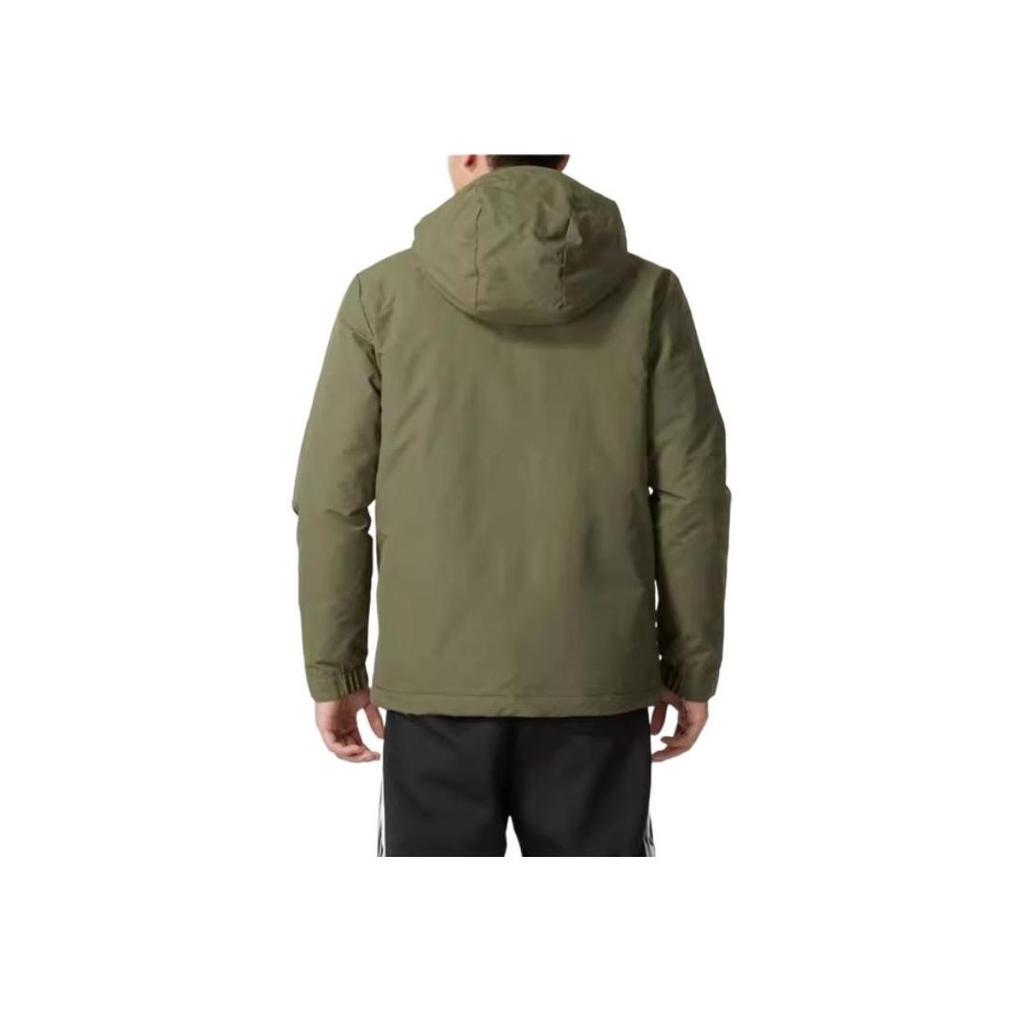 adidas Спортивная стильная куртка в полоску с капюшоном, удобная модная хлопковая мужская куртка армейского зеленого цвета IV9230