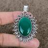 Green Onyx Gemstone Handmade 925 Sterling Silver Jewelry Pendant 2.36" KKG-743