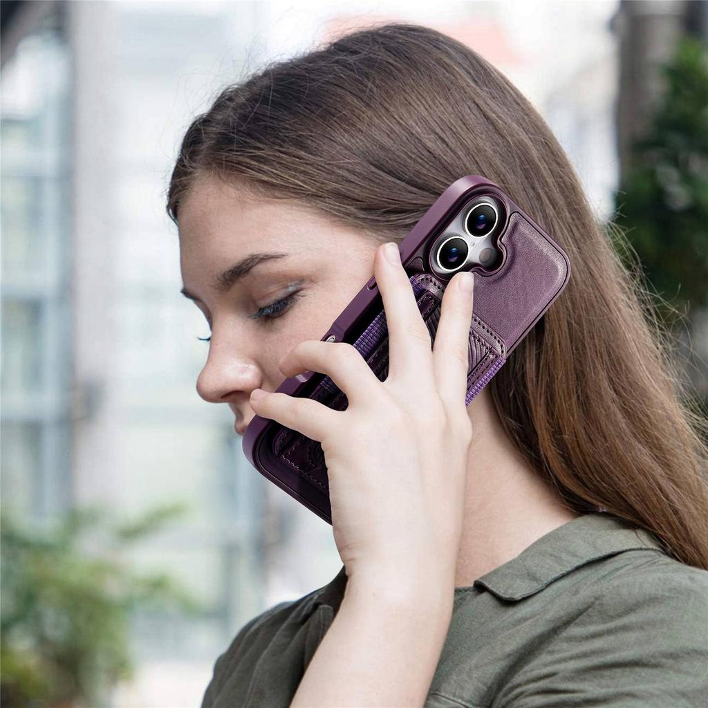 CASENEO Чехол для iPhone 17 со складной подставкой, ТПУ, ПУ-кожа, ПК, карман для карт, магнитная крышка телефона, совместим с MagSafe