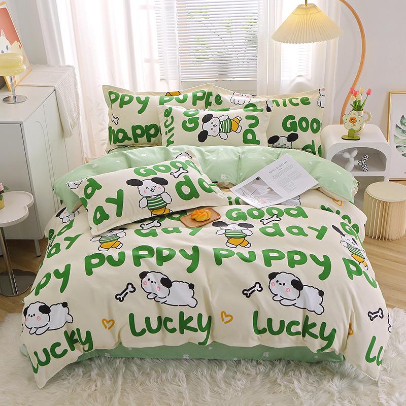 Постельный комплект из полосатого матового хлопка для осени/зимы – Утолщенный пододеяльник и простыня