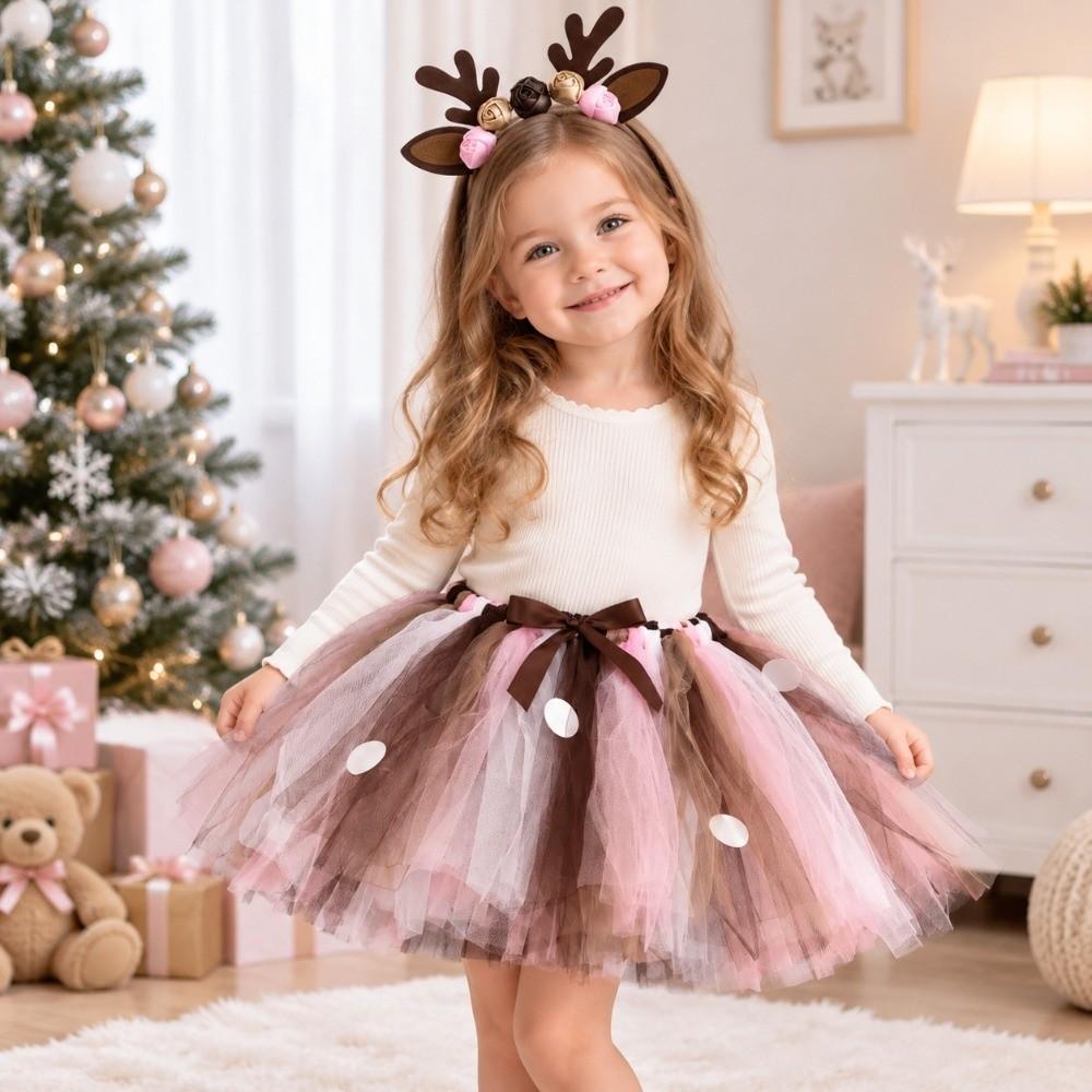 Christmas Costume Reindeer Tulle Skirt Fluffy Tutu Dress Cute Girl Tutu Skirt Children