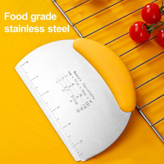 Резак для теста, настольный скребок из нержавеющей стали, конструкция с двойной шкалой, нескользящая ручка, инструмент для резки теста для дома