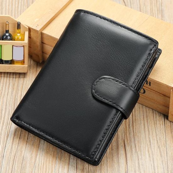 Мужской винтажный кошелек из искусственной кожи с RFID-защитой, двускладной, короткий, минималистичный, тонкий, держатель для кредитных карт, защита от кражи, для переднего кармана