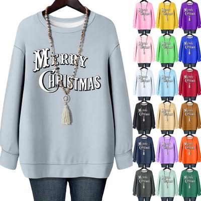 Женская рождественская футболка с круглым вырезом и длинными рукавами