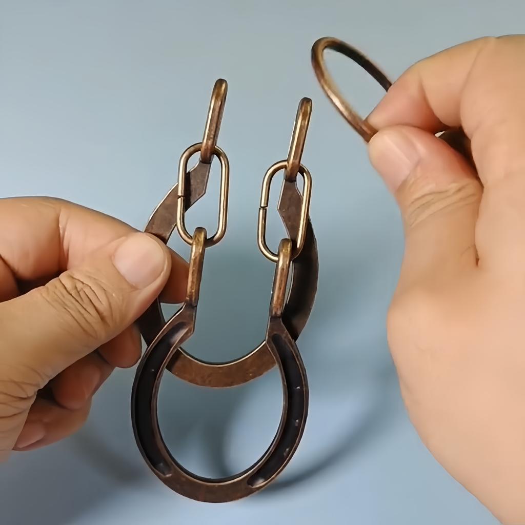 Медный античный головоломка-замок, Классическая металлическая головоломка, Головоломки для разборки для взрослых, Портативная идея для подарка, Круглая форма, Другой металлический материал