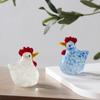 Mini Glass Chicken Figurines Hand Blown Turkey Sculpture Crystal Rooster Statues  Living Room