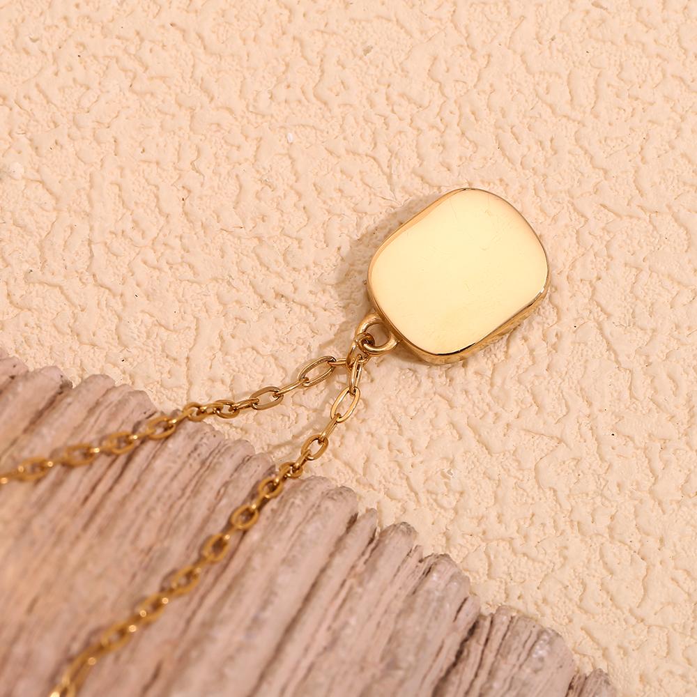MamacitaSlay Retro Irregular Pendant Round Green Zircon Paper Clip Chain women's necklace trendy women's stainless steel jewelry