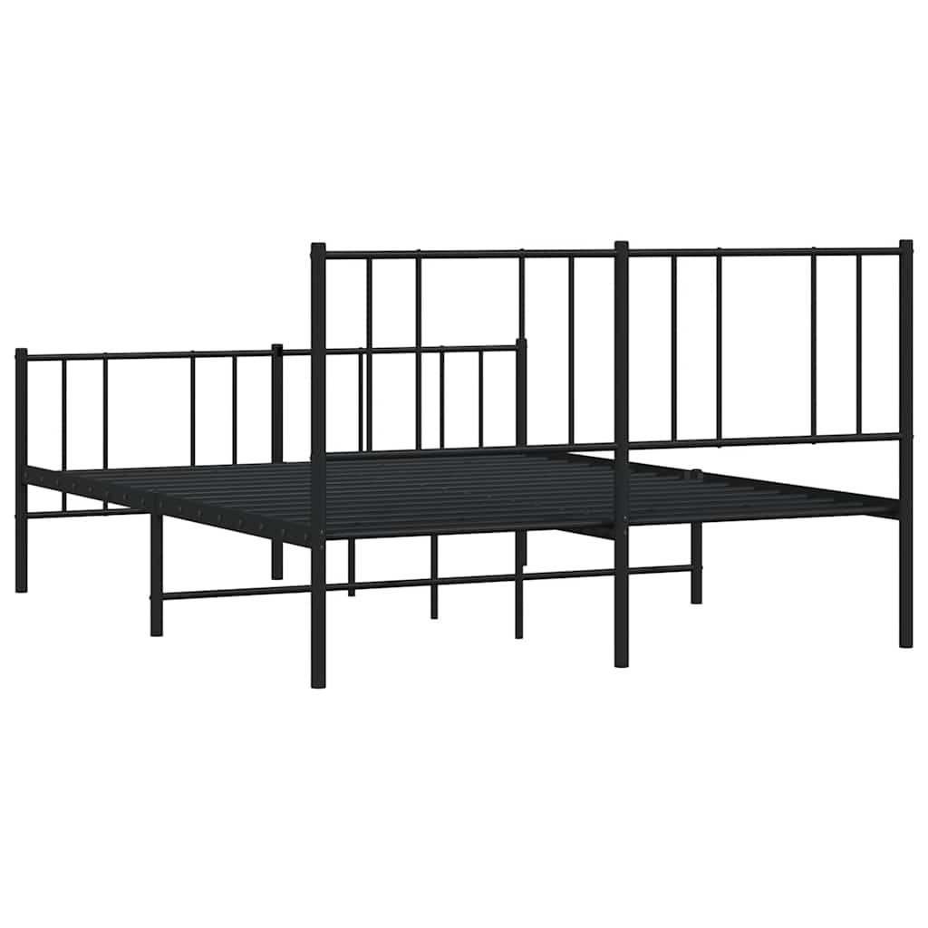 Vidaxl Metalowa Rama Łóżka Z Wezgłowiem I Zanóżkiem, Czarna, 120X190Cm