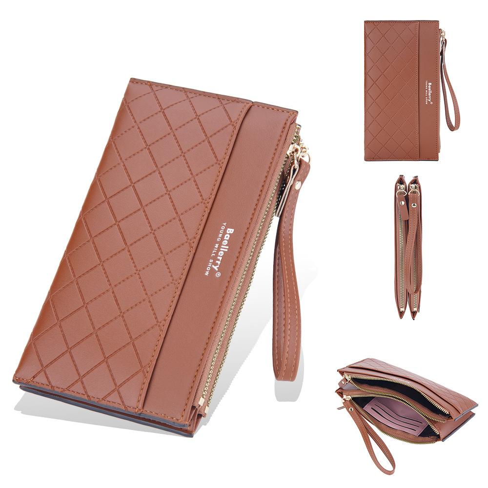 Baellerry Women's Long Purse Multifunctional Wallet Multi-card Slots Billfold Double Zipper Clutch Bag Pu Leather Cell Phone Bag