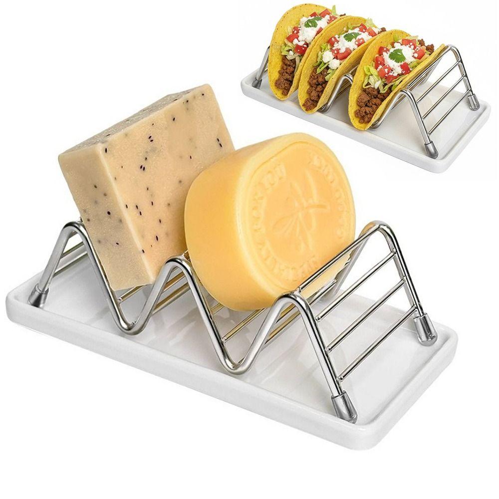 Non-slip Soap Dish Space Saving Taco Holder Multi-functional W-Shaped Soap Holder  Sink Countertop