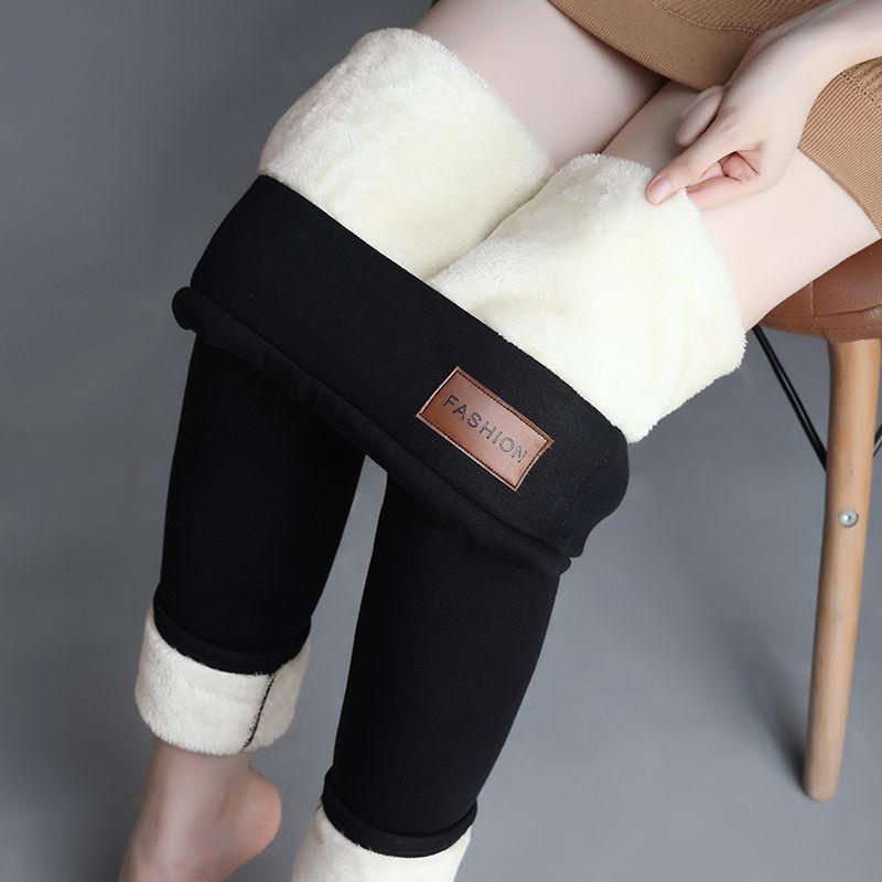 Women's Autumn and Winter High Waisted Leggings with Added Wool and Thickened Lamb Wool Leggings, Warm Pants