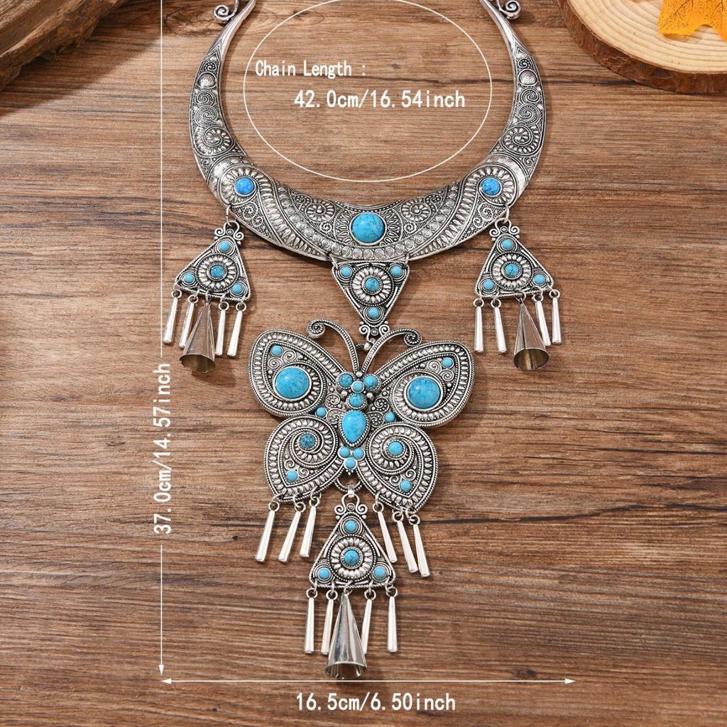Ретро Этнический Стиль Ювелирные Изделия Мяо Серебро Бабочка Большой Воротник Ожерелье Меньшинств Аксессуары для Выступлений Дун