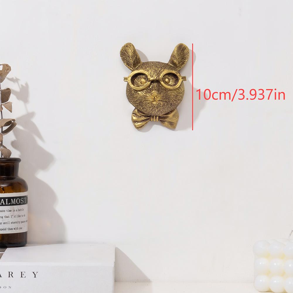 Antique Bronze Resin Animal Pendant Golden Deer Head Wall Storage Hook Up Background Wall Accessories Decorative Figurines