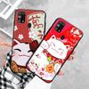 Black Case for Xiaomi Redmi 13C Note 9 iPhone XR 7 8 14 15 11 12 13 X XS Pro Max Samsung A25 S23 S24 FE Ultra Plus Lucky Cat