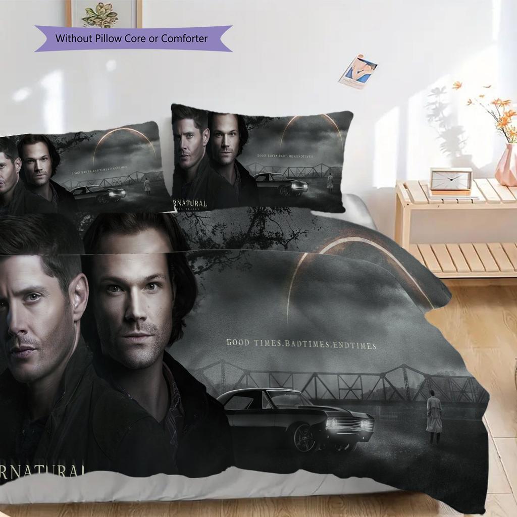 Angelic Figures Pentagram Flames Threepiece Set 1 Duvet Cover 2 Pillowcase Without Core Christmas Birthday Gift Soft And Comfortable