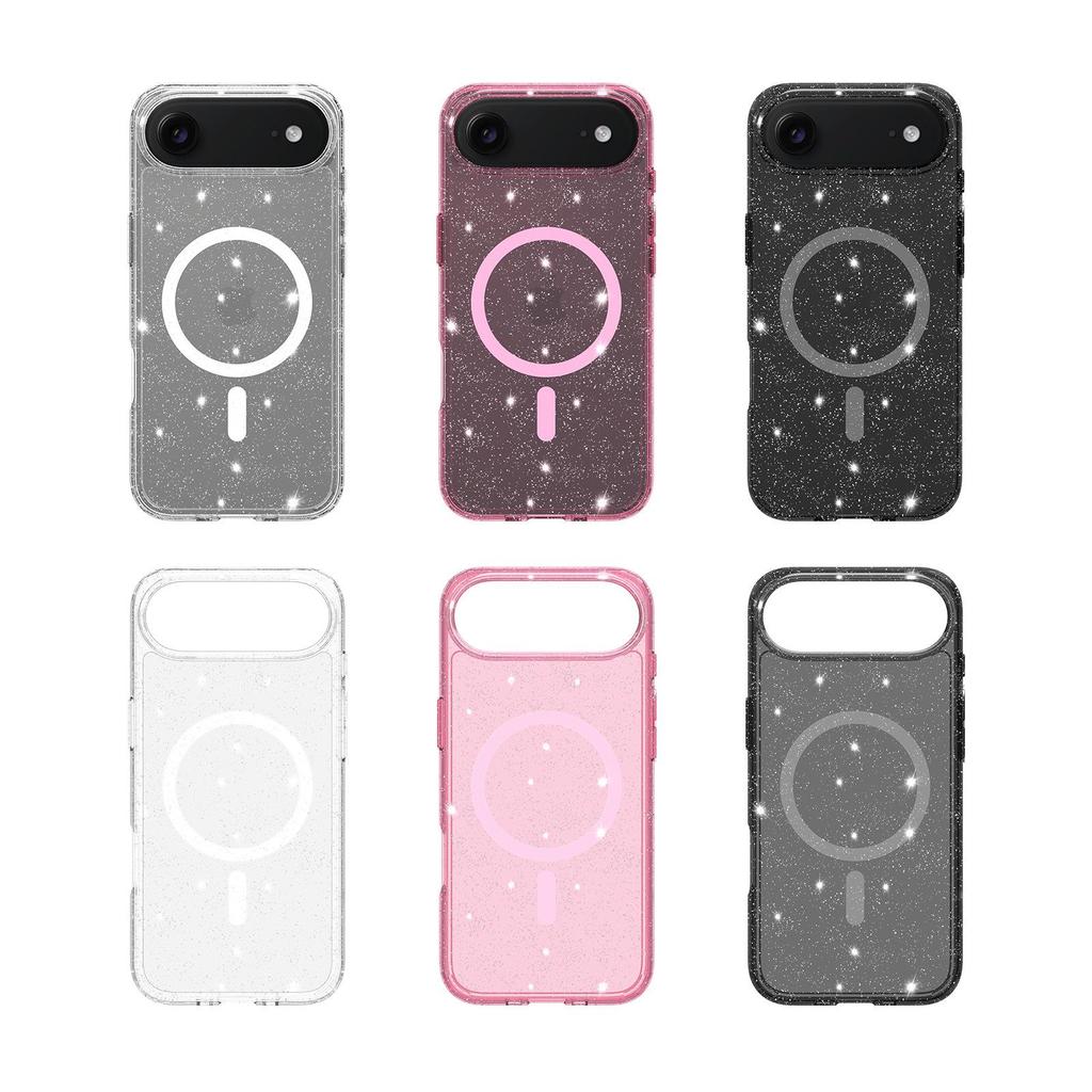 Прозрачный Глиттерный Магнитный Чехол для iPhone 16 Plus - Защитный Чехол Два в Одном