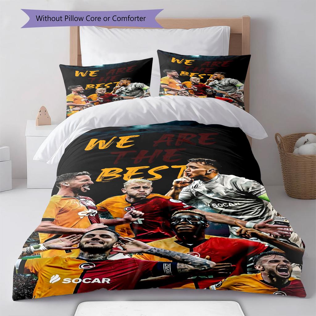Galatasaray SK Pattern Bedding,Quilt Set Quilt Cover Pillowcase Home Birthday Gift(1 * duvet cover + 2 * pillowcase, without core)