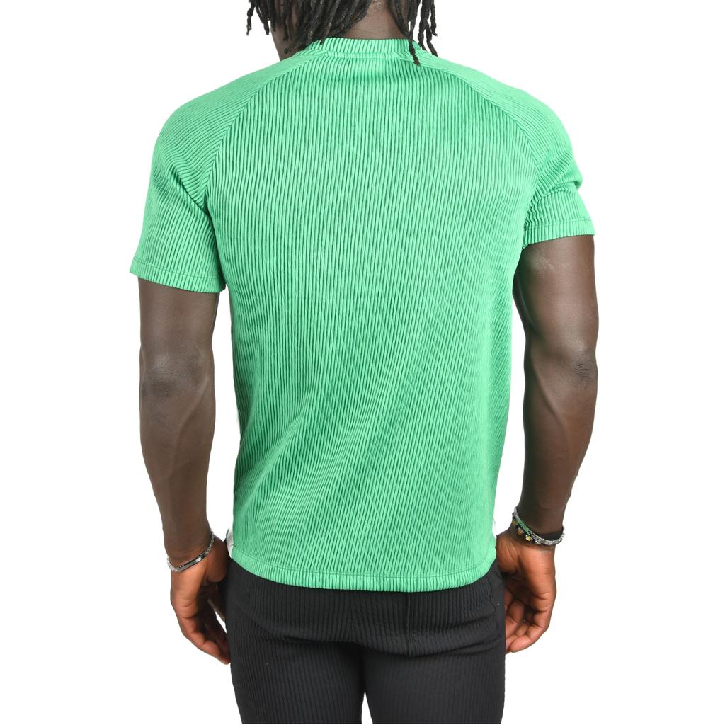 Облегающая футболка DeepSEA из лайкры в рубчик с боковыми полосками и надписью спереди 2403231