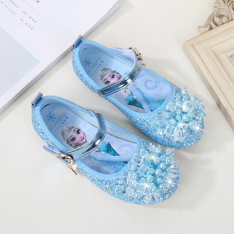 Girls Princess Shoes Fashion Elsa Sequin Crystal Dress Low-Top Non-Slip