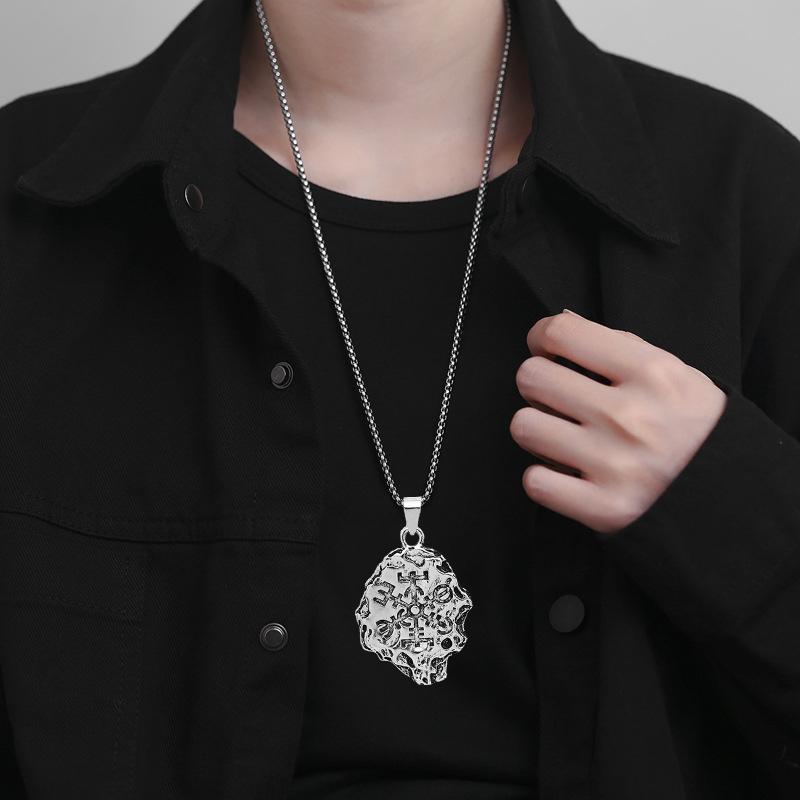 Norse Viking Necklace Vegvisir Symbol Compass Wolf Head Raven Hammer Pendant Vintage Stainless Steel Jewelry for Men Women