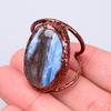 Oval Owyhee Blue Opal Stone Birthday Electroformed Eternity Ring Jewelry Copper V-57
