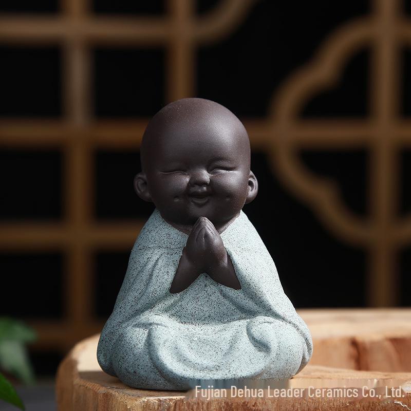 Фиолетовый песочный чайный питомец Маленький монах Большой живот Майтрейя Будда Декор для чайной церемонии и украшения автомобиля