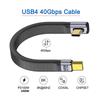 xiwai 8K Flat Slim FPC Data 240W Male to Low Profile Angled USB4 40Gbps 100W Cord for Laptop 13cm Cable, Type-C USB-C Male, Phone,