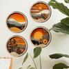 4Pcs Round Farmland Scenery Wall Hanging Bohemian Style Geometric Frames Wall Art Prop