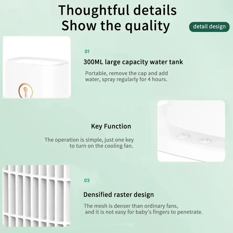 USB Air Conditioner Fan with Humidifier Cooling Spray Function for Home Office Desktop Use