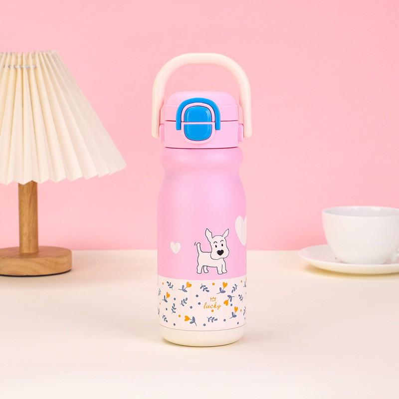 Cartoon-Styled 316 Stainless Steel Vacuum Insulated Travel Mug With Dual Drinking Options Carry Handle