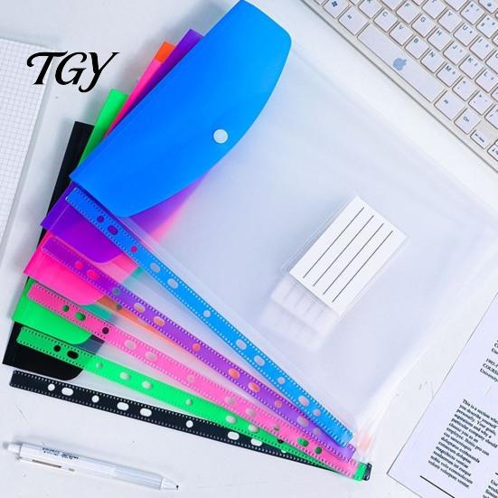 Transparent Mesh Pouch 11 Hole Expanding File Pockets, Reusable PP Document Sleeves, Waterproof Case Organizer Bag for Home Office And School
