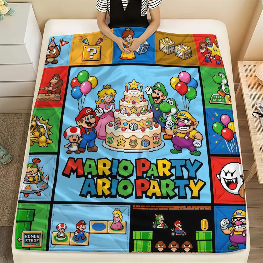 Super Mario Puzzle Print Flannel Blanket, Comfortable Warm for Sofa Bed Chair, Versatile for Picnic -HE64