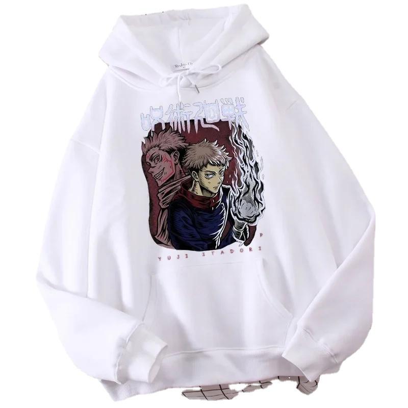 Harajuku Anime Jujutsu Kaisen Clothing Fushiguro Megumi Graphic Printed Hooded Men Women Casual Hoodies Unisex Loose Sweatshirt
