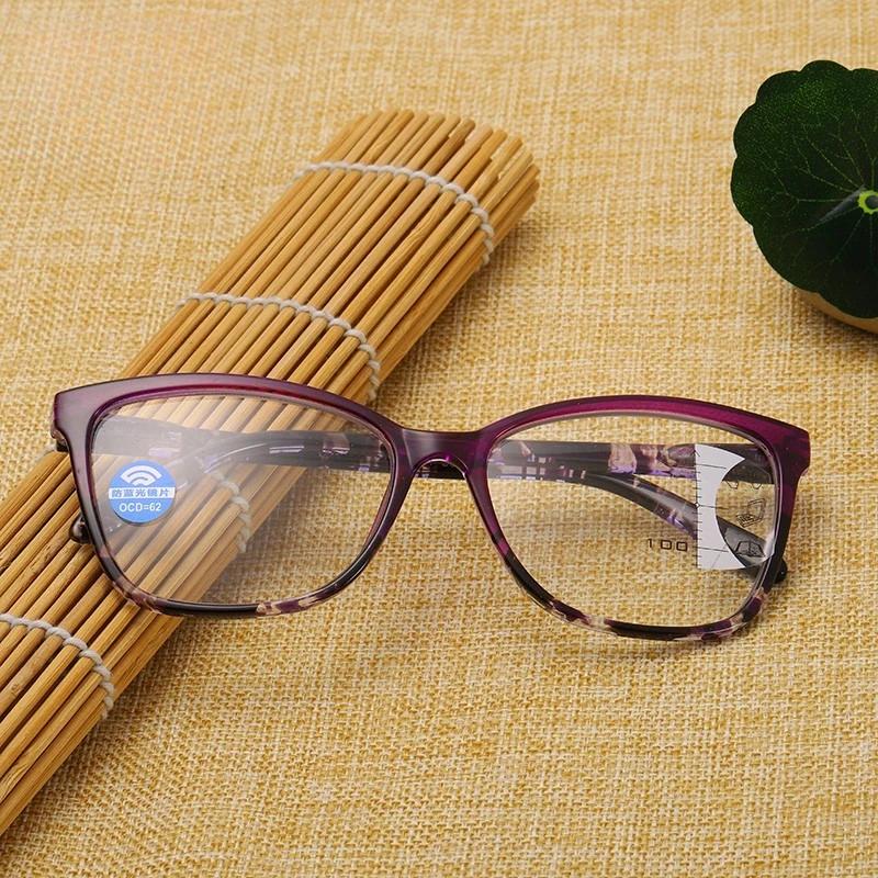 Fashionable Progressive Multifocal Colorful Floral reading eyeglasses Large Frame Spring Eyeglass Legs Anti Blue Light Presbyopia Eyeglass