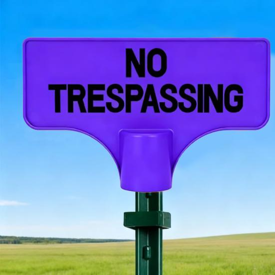 No Trespassing Sign Orange Purple Property Warning Sign Weather Resistant Highly Visible Outdoor Marker Sign