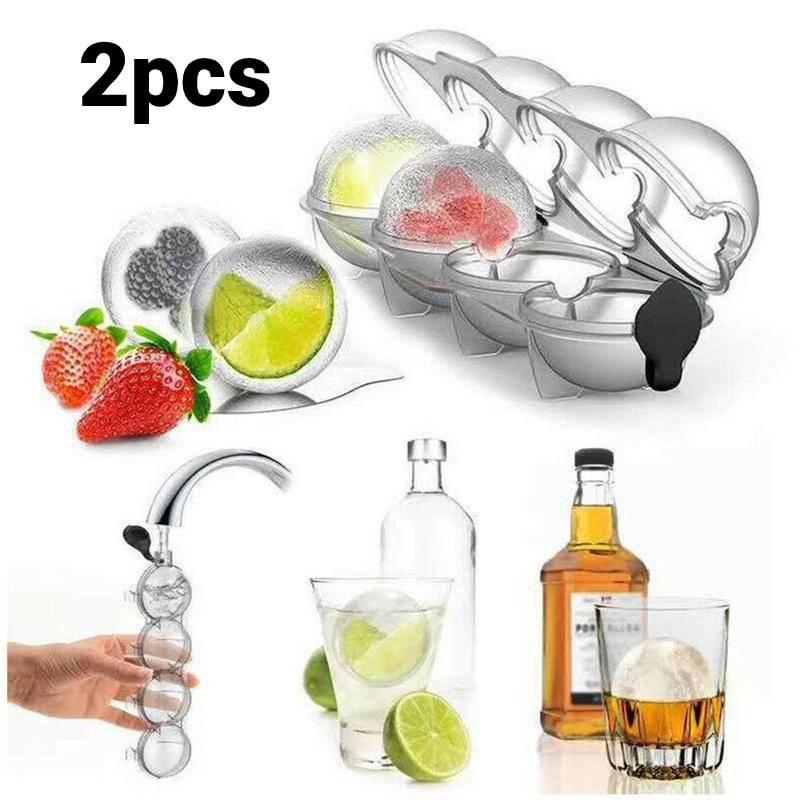 4-полосная машина для изготовления кубиков льда, 3d Diy, силиконовый виски, 5,5 см, форма для ледяных шаров, гибкий силиконовый лоток для виски, коктейлей, круглый поднос для ледяных шаров