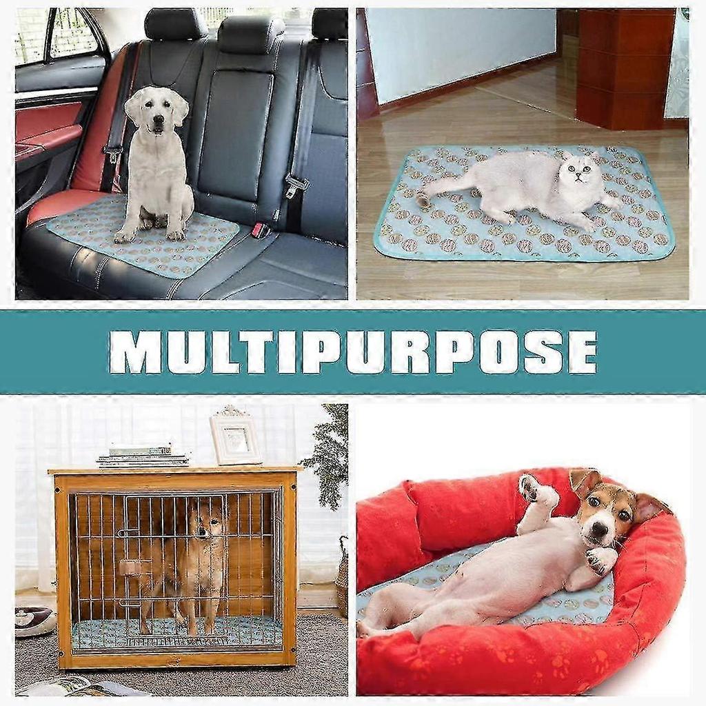 Blue-pet Cooling Sleeping Mat,dog Cushion Cat Cushion Cold Bed Blanket Ice Silk Mat Heat Dissipation Cushion50*70cm 25-26s