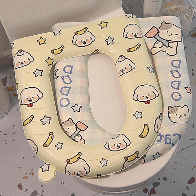 Мультяшный водонепроницаемый чехол для сиденья унитаза, универсальный милый чехол для сиденья унитаза