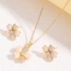 Five-Petaled Flower Necklace Female Fresh And Sweet Versatile Collarbone Chain Opal Set