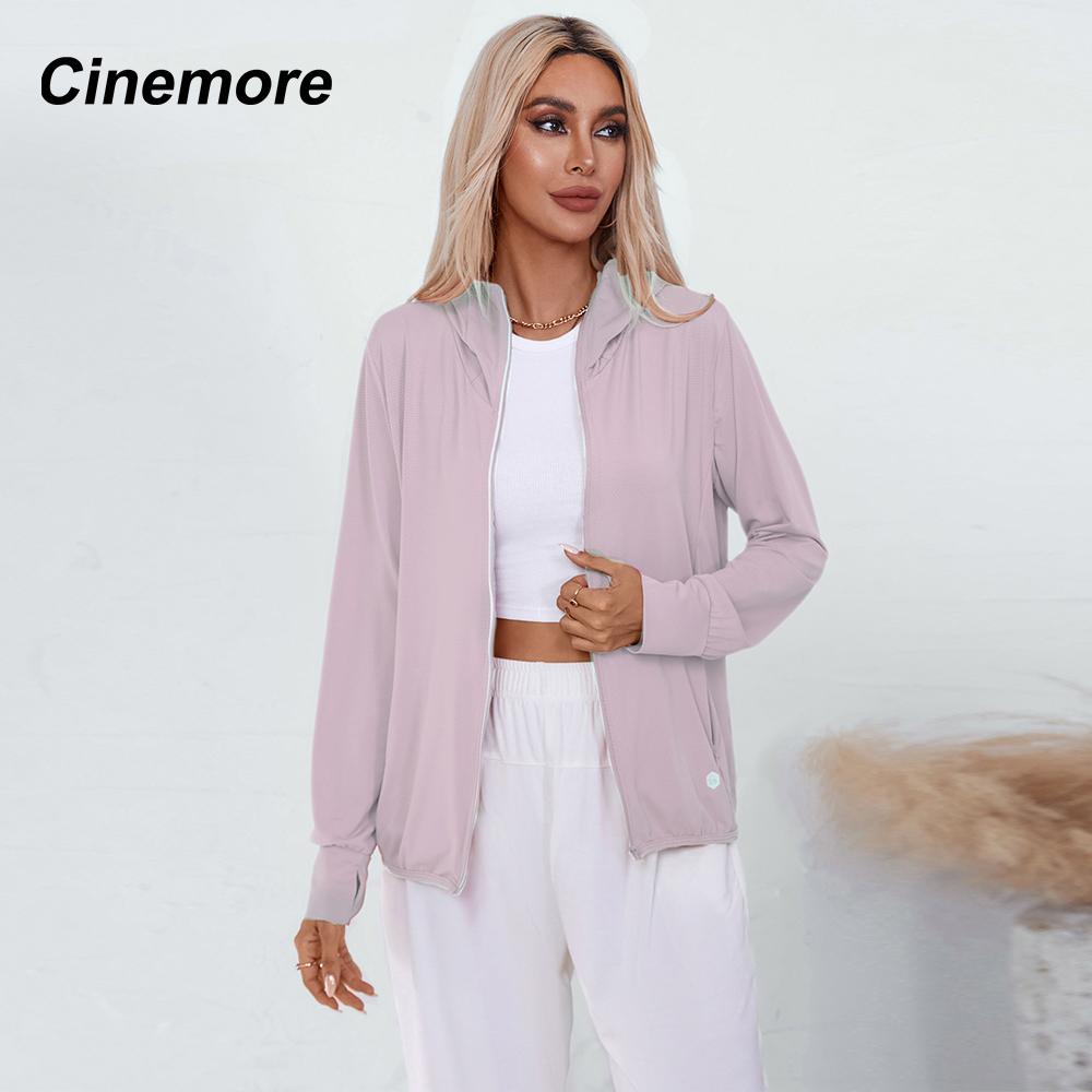 Cinemore Женская летняя модная тонкая солнцезащитная куртка с защитой от ультрафиолета, повседневная ветровка с капюшоном и длинными рукавами, ветрозащитное пальто, верхняя одежда