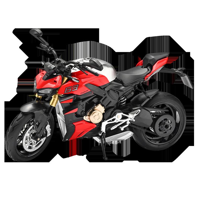 1:12 V4S Alloy Die Cast Motorcycle Model Vehicle Collection Sound and Light Off Road Autocycle Toy Car