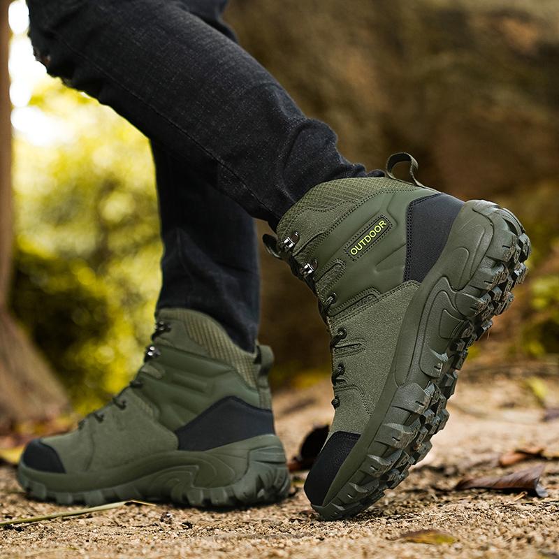 39-48 Men's Plus Size Anti Slip Wear-resistant Fashionable and Trendy Outdoor High Top Hiking Shoes Hiking Shoes