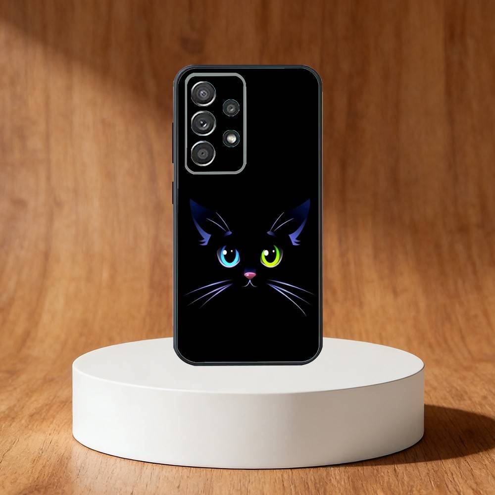 Black Cat Staring Eye Phone Case For Samsung S25,S24,S21,S22,S23,S30,Ultra,S20,Plus,Fe,Note,10,9,5G Black Cover