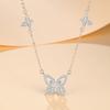 Double Butterfly Necklace Female S999 Pure Silver Fresh Clavicle Chain Necklace Fashion All-Match Pendant Necklace