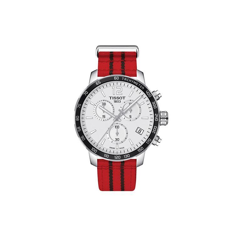 Tissot Коллекция Time Jog Кварцевый механизм Мужские часы Часы 42 мм Белый циферблат Корпус из нержавеющей стали Нейлоновый ремешок T095.417.17.037.04