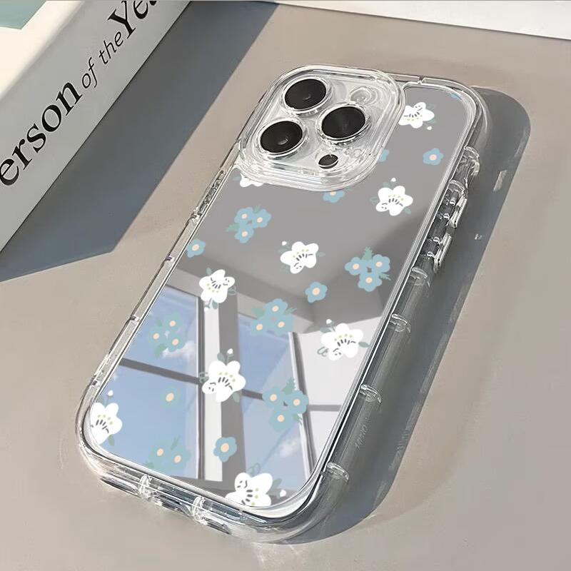 Цветной Цветочный Узор Зеркальный Чехол Для Телефона Для iPhone 13 11 12 14 15 16 17 Pro Max 7 8 15 16 Plus X XS XR SE2 Ударопрочный Чехол