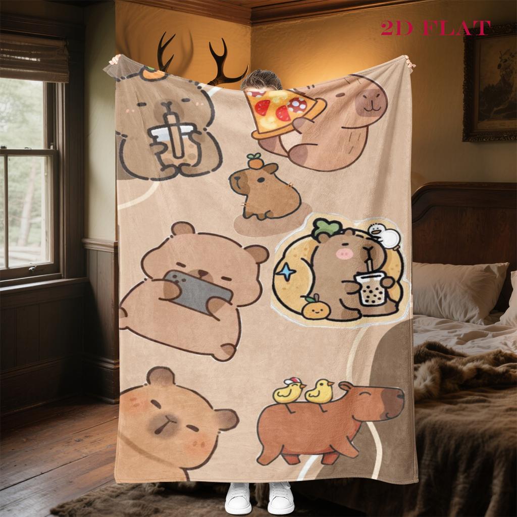 Rainbow Bear Sips Pink Drink blanket blanket Soft and comfortable Outdoor plush blanket Christmas gifts sheet