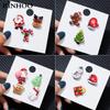 Rinhoo Acrylic 3/4pcs Christmas Brooches Set Snowman Santa Claus Bells Gift Box Snowflake Deer Xmas Tree Badges Pins